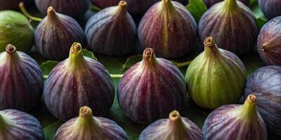 fig fruit organized in rows and top view. photo