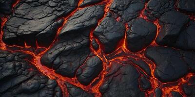 Abstract background of extinct lava with red gaps. . photo