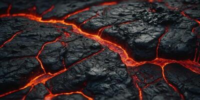 Abstract background of extinct lava with red gaps. . photo