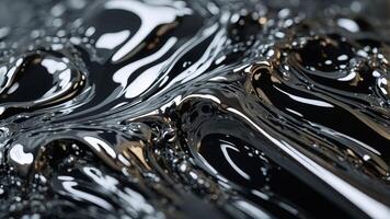 Glossy silver chrome metal fluid effect background. photo