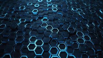 Abstract blue hexagon background Technology and science concept. photo