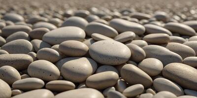 A highresolution image showcasing a serene background of smooth, rounded pebbles in soft, beige hues, embodying a minimalist and aesthetic concept perfect for calm and soothing designs. . photo