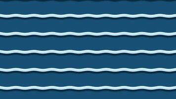 Seamless loop animation of blue wavy lines moving downwards against dark blue background, Ideal for backgrounds, presentations video