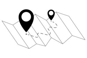 Two location pins on map. Route, navigation, distance concept illustration vector