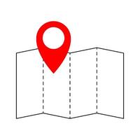 Map and location pin symbol icon. geolocation on map vector