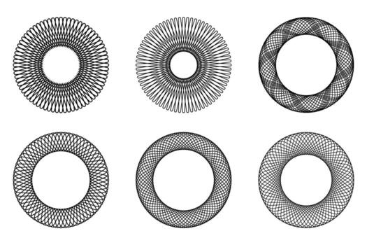 Set of Geometric circle drawing decorative pattern spirograph vector