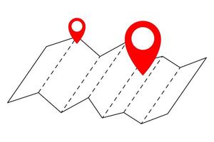Two location pins on map. Route, navigation, distance concept illustration vector