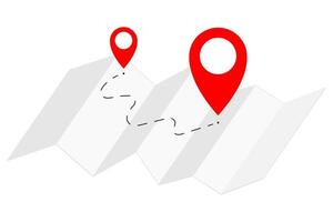Two location pins on map. Route, navigation, distance concept vector