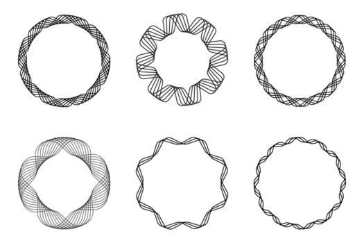 Set of Geometric circle drawing decorative pattern spirograph vector