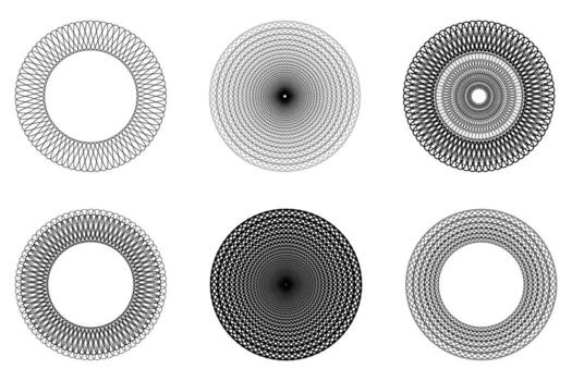 conjunto de geométrico circulo dibujo decorativo modelo espirógrafo vector