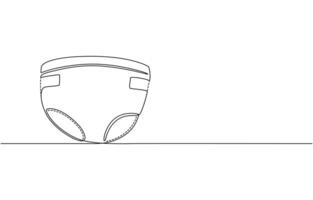 ontinuous line drawing. Line art, drawing baby diapers. illustration on white background vector