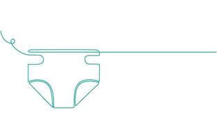 continuous line drawing. Line art, drawing baby diapers. vector