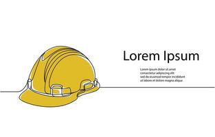 Single continuous line drawing of labor minimalist concept. Banner and logo for labor days. simple line, Labor Day doodle art design hand outline building. Worker helmet. vector