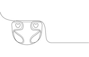 continuous line drawing. Line art, drawing baby diapers. vector