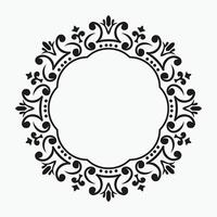 Circular black and white frame with intricate ornate patterns vector