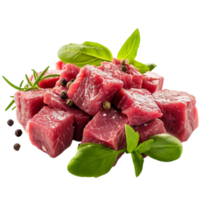 Raw Meat With Herbs And Spices On a Transparent Background. png