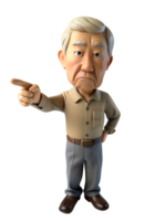 3d render style, Old man points his finger and orders to leave png