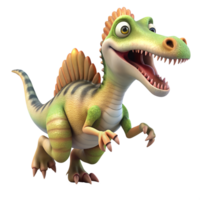 3d render style, Cute cartoon style Spinosaurus fun and runing. isolated on a transparent background png