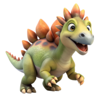 3d render style, Cute cartoon style Stegosaurus fun and runing. isolated on a transparent background png