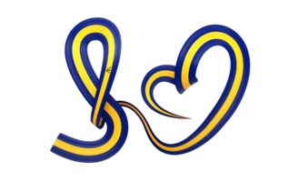 3d Flag Of Barbados Heart Shape Shiny Wavy Awareness Ribbon Flag 3d Illustration png