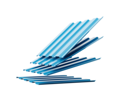 Shiny Blue Falling Metallic Stacks Of Corrugated Galvanised Iron For Roof Sheets 3d Illustration png