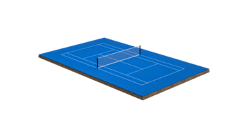 3D Blue Tennis Court With A Net In The Middle And White Lines Marking Boundaries 3D Illustration png