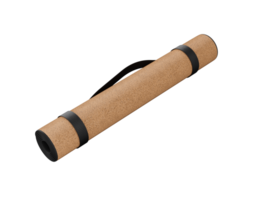3D Rolled Beige And Black Yoga Mat Fitness And Health Exercise Equipment 3D Illustration png