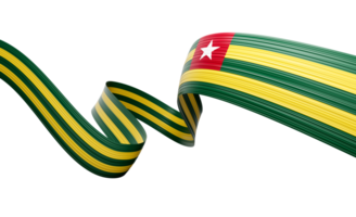 3d Flag Of Togo 3d Shiny Waving Togo Ribbon Flag 3d Illustration png
