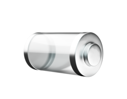 3d Abstract Transparent Empty Glass Battery With Metal Caps 3d Illustration png