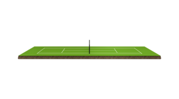 Green Grass Tennis Court Field With Net And White Lines Marking Boundaries 3D Illustration png