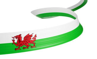 3d Flag Of Wales 3d Wavy Shiny Wales Ribbon Flag 3d Illustration png