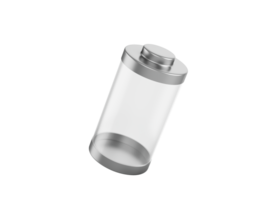 3d Abstract Transparent Empty Glass Battery With Metal Caps 3d Illustration png