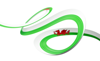 3d Flag Of Wales 3d Shiny Waving Wales Ribbon Flag 3d Illustration png