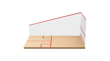 3D Rendering Of A Squash Court With Red Lines Marking Wooden Parquet And White Walls 3D Illustration png
