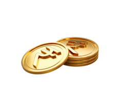 3d Stack Of Golden Indian Rupee Coins Shiny Rounded Coins Stack 3d Illustration png