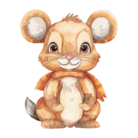 cartoon mouse with scarf on transparent background png