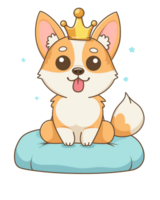 cartoon corgi dog with crown on its head png