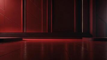 Red abstract background, empty space for product display, with light and shadow. . photo
