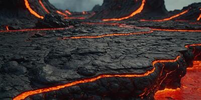 Lava flow Dynamic lava flow podium product platform Copy space. . photo