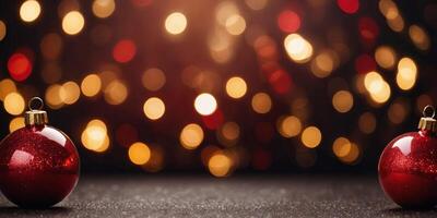 christmas sparkle background with red and gold lights advertising mockup with copy space for product display, show or present product. photo