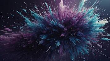 Abstract background with blue purple white particles explosion with empty space. photo