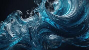 Abstract background with smooth, blue, flowing curves reminiscent of smoke or water. photo