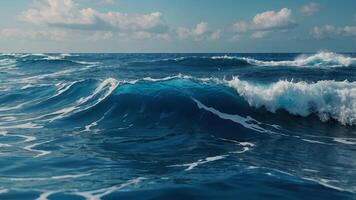 Blue abstract color background in style of water color ocean waves. photo