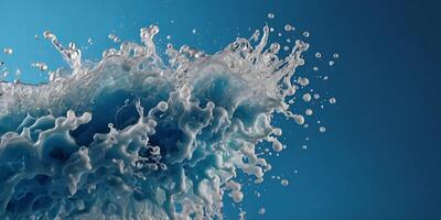 spot of thick shampoo foam on a blue background. . photo