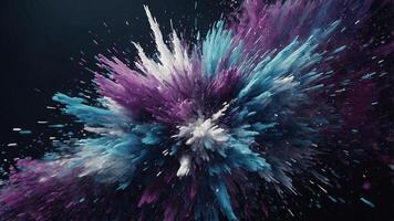 Abstract background with blue purple white particles explosion with empty space. photo