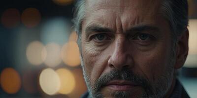 A close up of a man with a serious expression Suitable for business concepts. photo