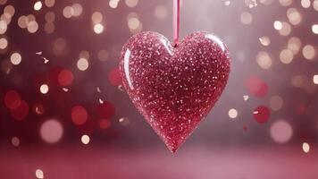 pink white and red vertical background with bokeh lights on and heart shape glitter valentines with copy space Abstract background holiday. photo
