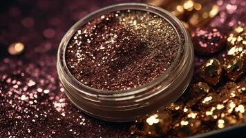 cosmetics glitter and makeup shadows Selective focus. photo