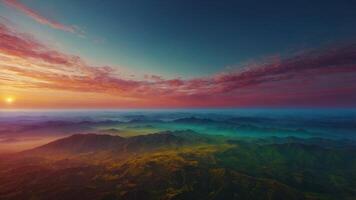 Envision the dynamic beauty of a sunrise gradient spectacle radiating with vitality, as vibrant tones meld into deeper shades, offering an electrifying backdrop for design exploration. photo