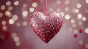 pink white and red vertical background with bokeh lights on and heart shape glitter valentines with copy space Abstract background holiday. photo